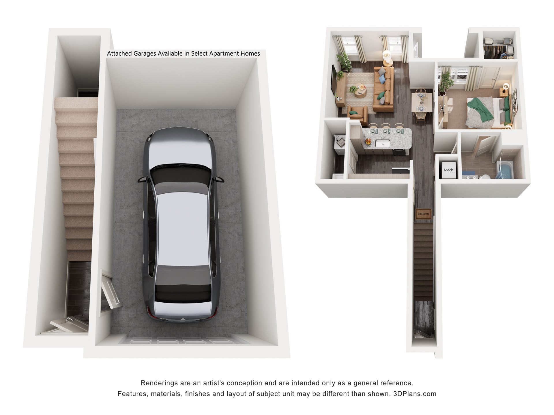 Floor plan for 1 bed, 1 bath, 840 sqft